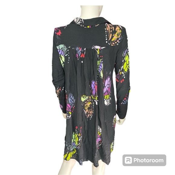Free People Field of Butterflies Tunic Top Boho Long Sleeve Black Size XS - Picture 4 of 9